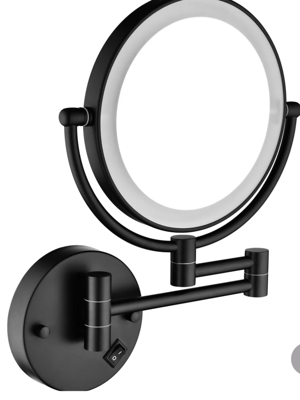Black Wall-Mounted LED Vanity Mirror with Swivel Arm
